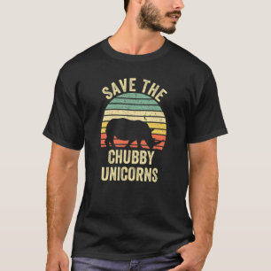 Rhino neushoorn veilig De mollige eenhoorn retro d T-shirt