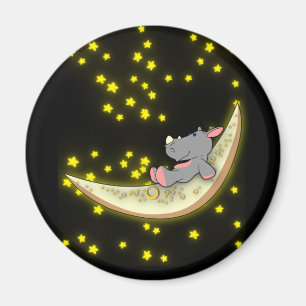 Rhino On the Moon Magnet