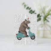 Rhino op Moped Briefkaart (Staand voorkant)