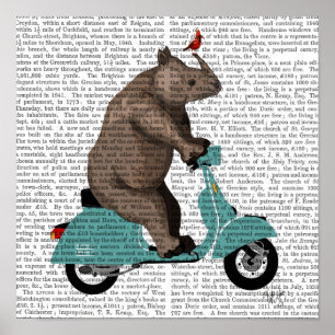 Rhino op Moped Poster