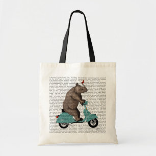 Rhino op Moped Tote Bag