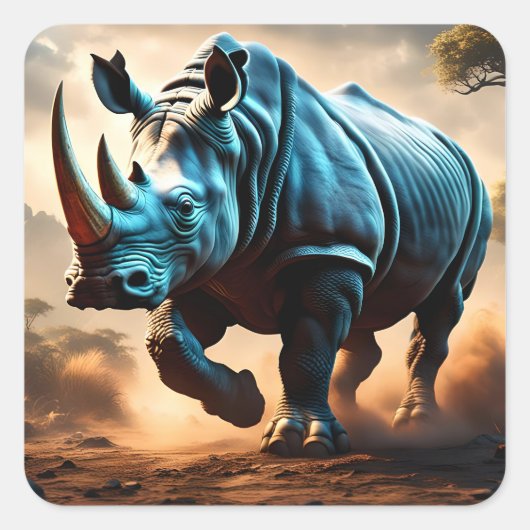 Rhino Opladen Vierkante Sticker (Voorkant)