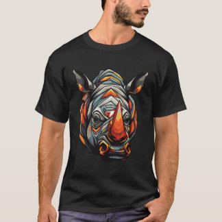 Rhino Portret Kleurrijke Animal Head Gym Workout T-shirt