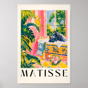 Rhino Print, Roze Tropische Decor, Matisse Poster, Poster