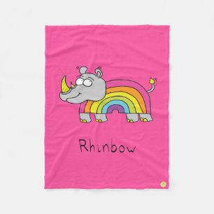Rhino Rainbow Cute Kinder Rhinoceros Fleece Deken