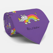 Rhino Rainbow Funny Cute Kinder Rhinoceros Stropdas (Opgerold)