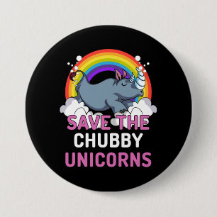 Rhino redt de Chubby Unicorns Magische Regenboog Ronde Button 7,6 Cm