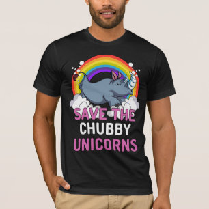 Rhino redt de Chubby Unicorns Magische Regenboog T-shirt