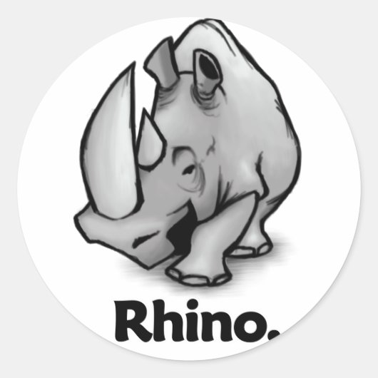 Rhino Rhino. Ronde Sticker (Voorkant)