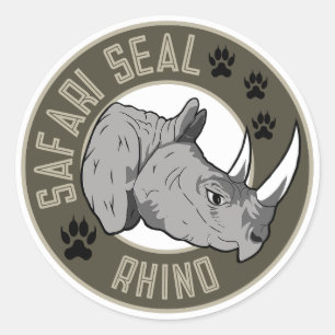 Rhino Safari Seal Ronde Sticker