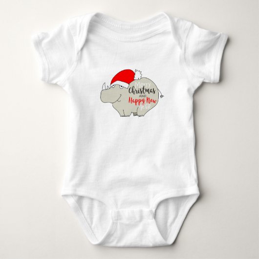 Rhino Schattigee Cartoon Kerst Romper (Voorkant)
