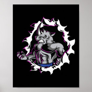 Rhino Spieren Fitness Bodybuilding Gewichtheffen Poster