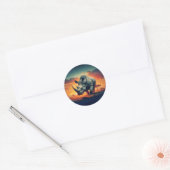 Rhino Sunset Safari Ronde Sticker (Envelop)