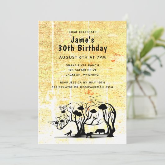 Rhino Tree Silhouette Kaart (Staand voorkant)