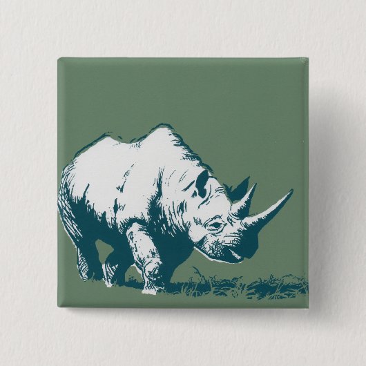 Rhino Vierkante Button 5,1 Cm (Voorkant)