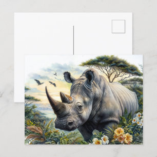Rhino Waterverf Botanische Kunst Briefkaart