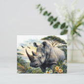 Rhino Waterverf Botanische Kunst Briefkaart (Staand voorkant)