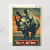 Rhino Zuid-Afrika Vintage Briefkaart (Voorkant / Achterkant)