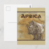  Rhinoceros Africa Travel Map Briefkaart (Voorkant / Achterkant)