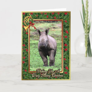 Rhinoceros African Animal Blank met kerstkaart Feestdagen Kaart