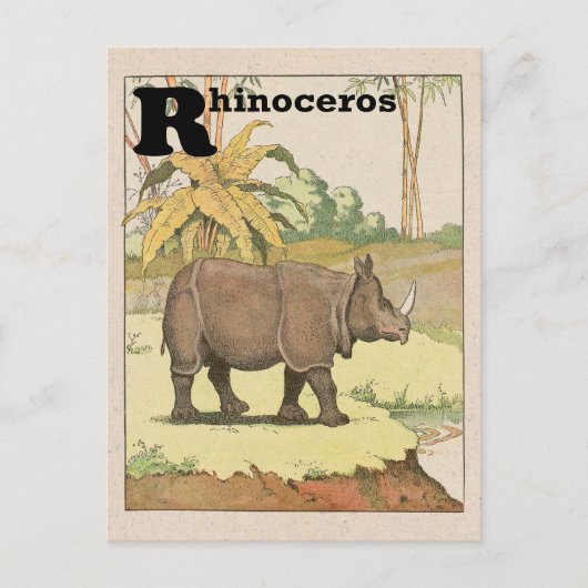 Rhinoceros Alphabet Animal Briefkaart (Voorkant)