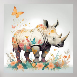 Rhinoceros Animal Natuur Forest Decor Art Poster