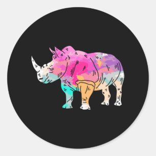 Rhinoceros Art Cute Artistic Rhino Zoo Safari Gift Ronde Sticker