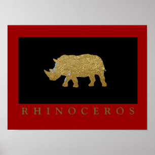 Rhinoceros bedrukte golden poster