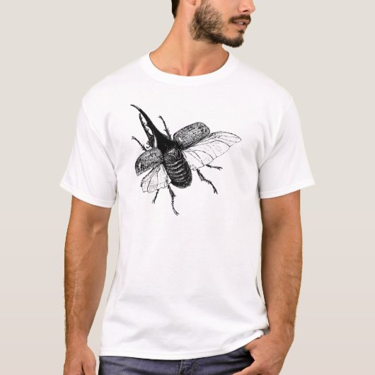 Rhinoceros Beetle Hout Engraving T-shirt (Voorkant)