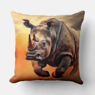 Rhinoceros Dier Wilde natuur Kleurrijke kunst Kussen