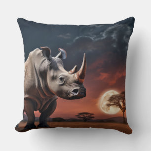 Rhinoceros Dier Wilde natuur Kleurrijke kunst Kussen