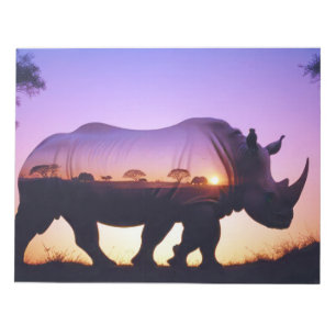 Rhinoceros Double Exposure Animal Natuur Forest Notitieblok