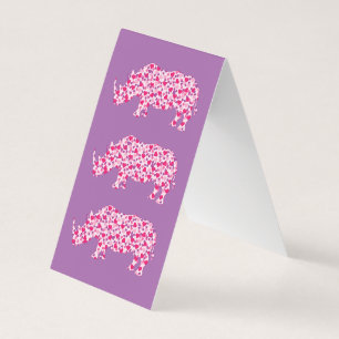 Rhinoceros gemaakt van roze harten kaart