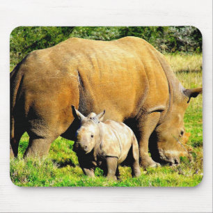 Rhinoceros Moeder & Kalf Wildlife Fotografie Muismat