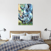 Rhinocéros noir paissant dans la savane Impression (Insitu(Chambre))