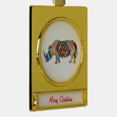 Rhinoceros Psychedelic Zebra Pattern Verguld Banner Ornament (Rechts)