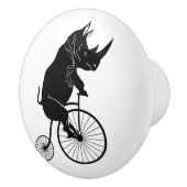 Rhinoceros Riding Bike Keramische Knop (Rechts)