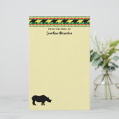 Rhinoceros Safari Weave Pattern Personalized Briefpapier (Staand voorkant)