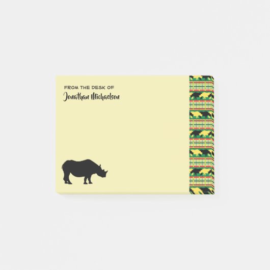 Rhinoceros Safari Weave Pattern Personalized Post-it® Notes (Voorkant)