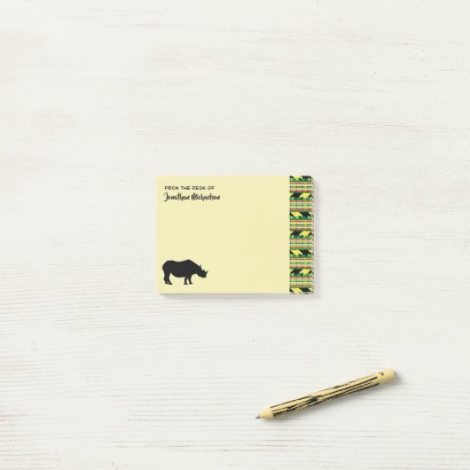 Rhinoceros Safari Weave Pattern Personalized Post-it® Notes (Op bureau)