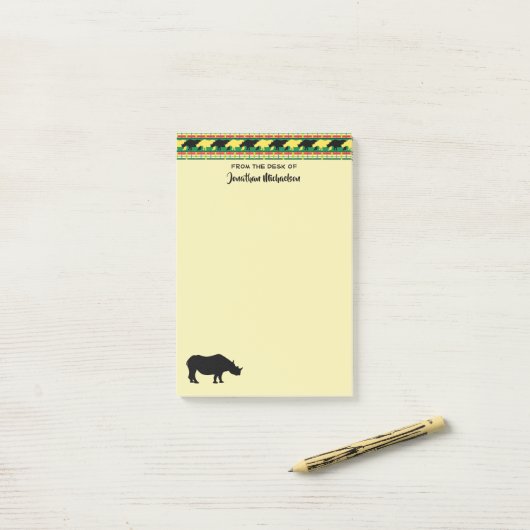 Rhinoceros Safari Weave Pattern Personalized Post-it® Notes (Op bureau)