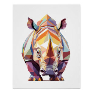 Rhinoceros speels Schattig leuk dier kleurrijk Perfect Poster