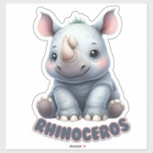 RHINOCEROS - STICKER DE NURSERY (Feuille)