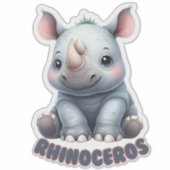 RHINOCEROS - STICKER DE NURSERY (Devant)