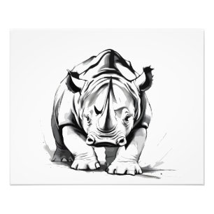 Rhinoceros Vector Grafische Kunst Portret Dier Wil Foto Afdruk