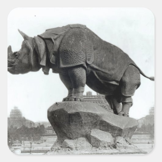 Rhinoceros Vierkante Sticker (Voorkant)
