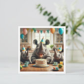 Rhinos fête, invitation d'anniversaire de rhinocér (Debout devant)