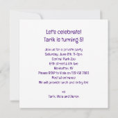 Rhinos fête, invitation d'anniversaire de rhinocér (Dos)