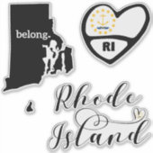 Rhode Island, 3 Design, Love RI, Die Cut Sticker (Voorkant)