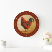 Rhode Island Chicken Red Background Grote Klok (Huis)